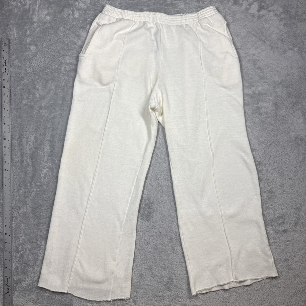 Vintage Bruce Jenner Sweatpants Men XL White Cropped Raw Hem Wide Leg 80s
